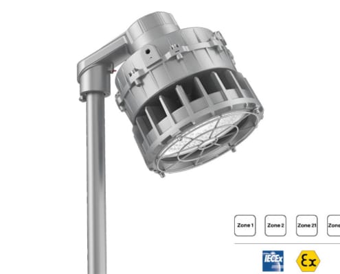 Industriebeleuchtung für explosionsgefährdete Bereiche, geeignet für Zone 1 und Zone 2, hohe Effizienz und Sicherheit.
